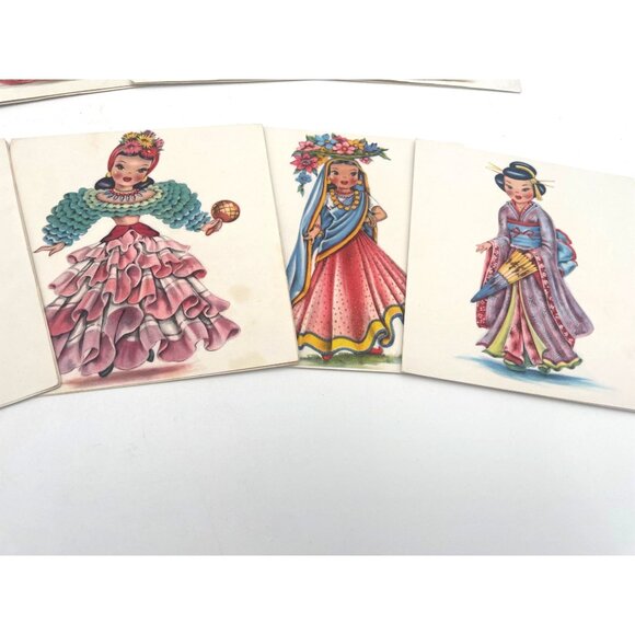 Set Of 10 Vintage International Costume Greeting Cards With Handwritten Note Fro - Picture 4 of 8